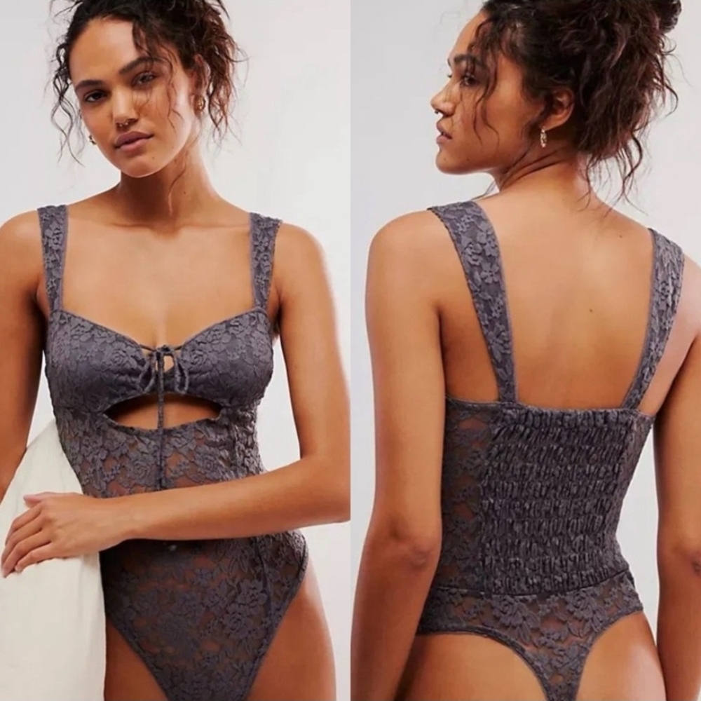 Free People NWT STRIKE A POSE lace Bodysuit Size M